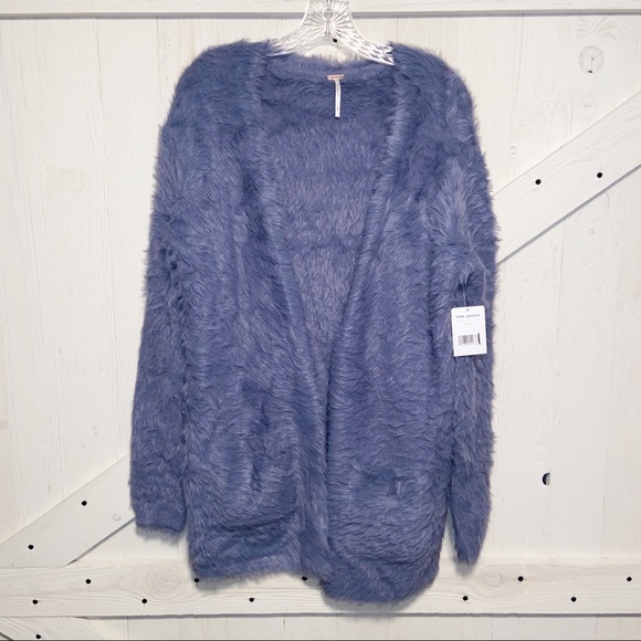 FREE PEOPLE Faux Fur Cardi Cardigan Rain - Picture 3 of 4